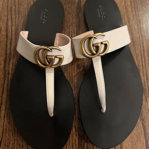 gucci marmont rose sandals|Gucci Marmont leather thong sandals.